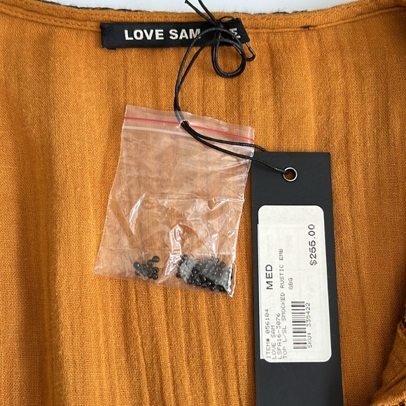 Love Sam Cotton-Gauze Embroidered Beaded Long Sleeve Top, Gold, Medium - Picture 11 of 11